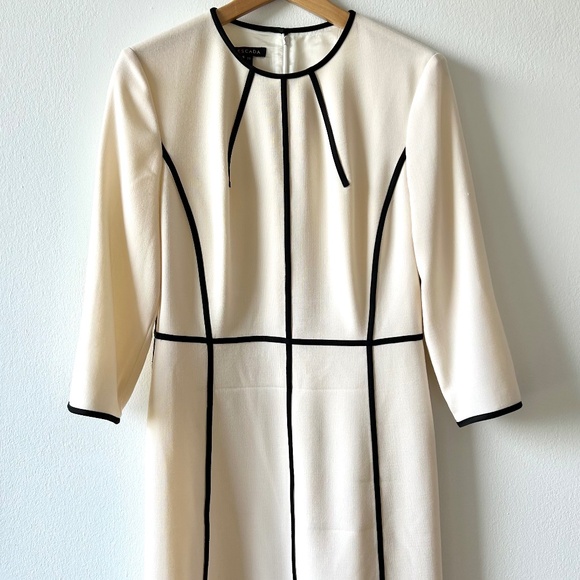 Immaculate ESCADA DRESS New without tags PRISTINE - 38 WINTER WHITE VIRGIN WOOL - Picture 3 of 16